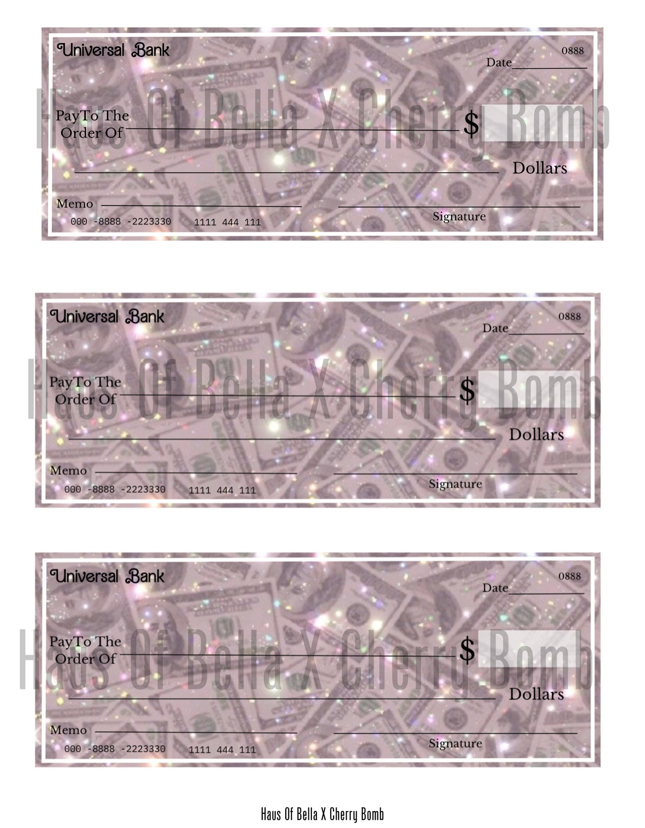 Cut The Check $ Manifestation Checks $