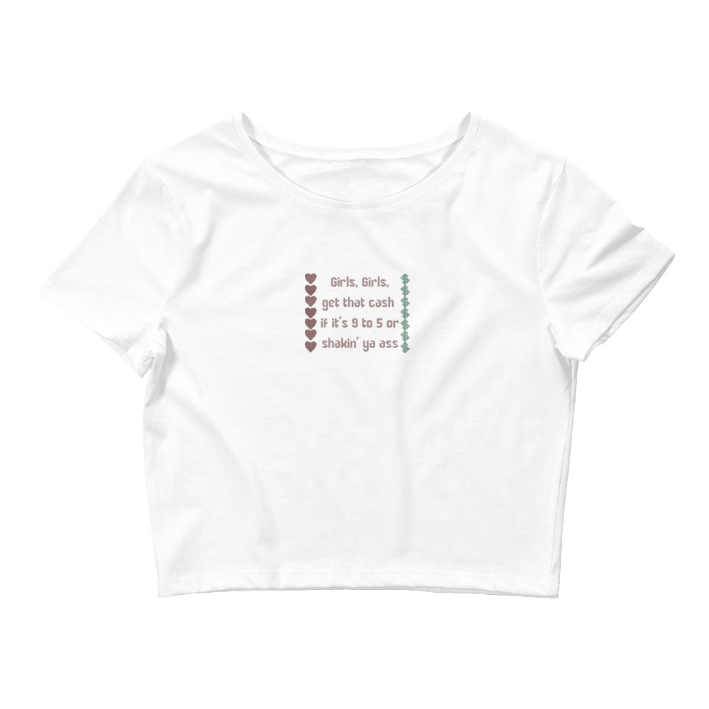 Werk It Embroidered Crop Tee